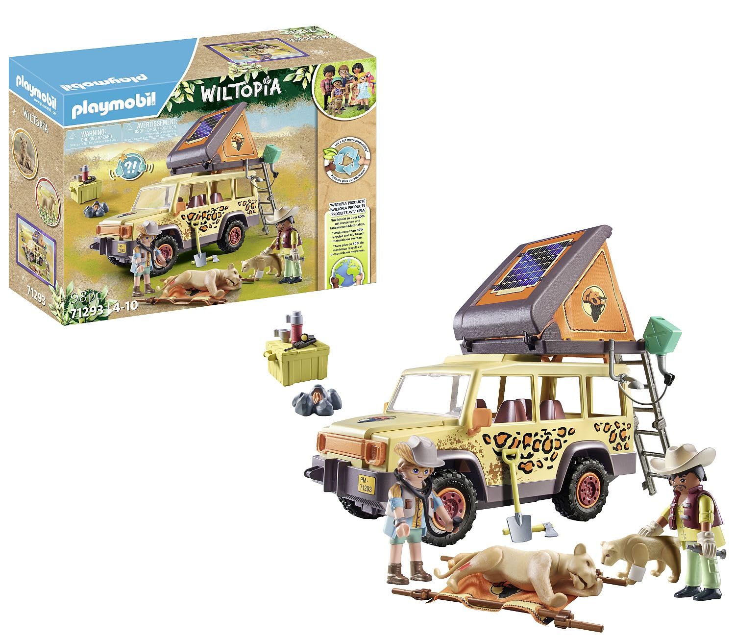Playmobil 71293 Wiltopia Rescue All-Terrain Vehicle, adventurous animal set, educational toy made of sustainable material, fun imaginative role-play, playsets suitable for children ages 4+