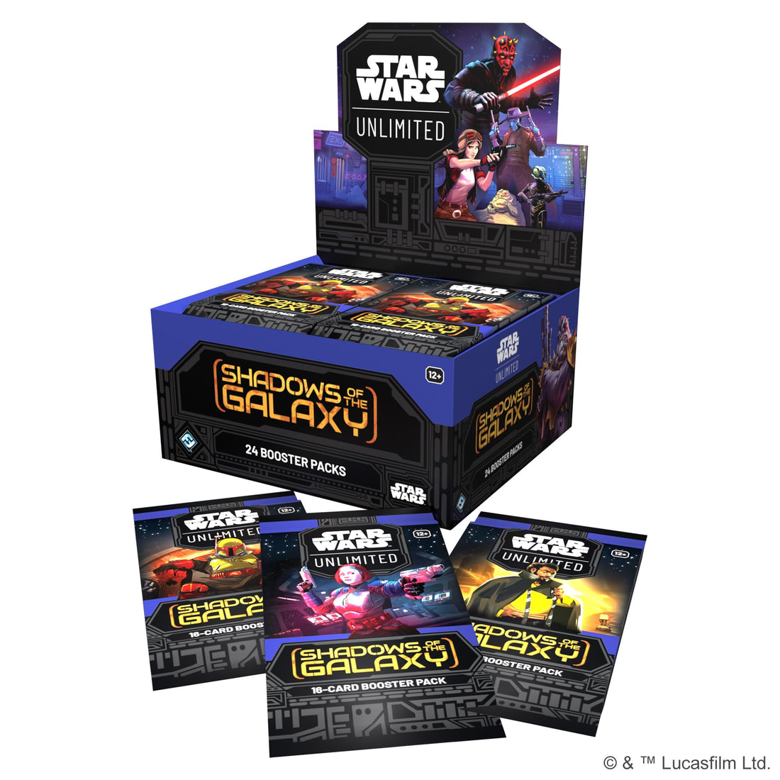 Fantasy Flight Games Star Wars: Unlimited TCG Shadows of the Galaxy Booster Display (Set of 24 Booster Packs) - Trading Card Game for Kids and Adults, Ages 12+, 2+ Players, 20 Min Playtime