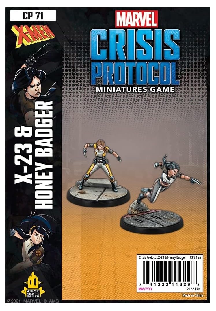 Atomic Mass Games, X-23 &amp; Honey Badger: Marvel Crisis Protocol, Miniatures Game, Ages 14plus, 2 Players, 45 Minutes Playing Time