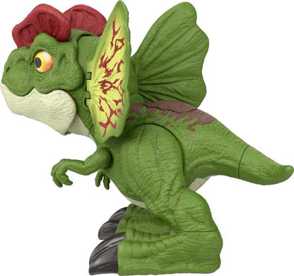 Mattel Jurassic World Dinosaur Toy, Uncaged Fierce Launchin Dilophosaurus Figure with Dart Style Shooting Action, Sound, 2 Projectiles, HNT66
