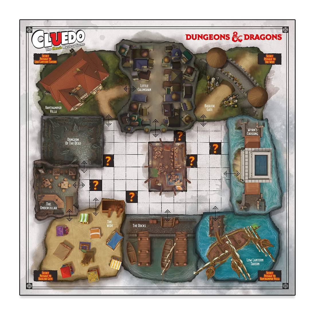 Winning Moves Dungeons and Dragons Cluedo Mystery Board Game, Join Falastar Fisk to discover who was replaced, what weapon was used and where is the Infernal Puzzle box, for ages 12 plus
