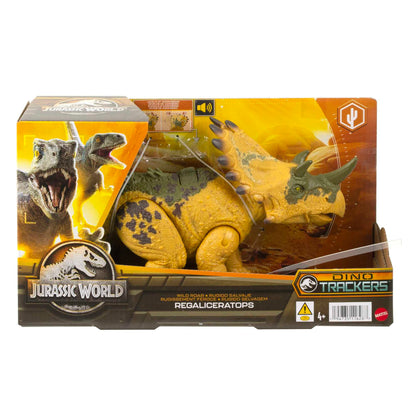 Mattel Jurassic World Dinosaur Toy Regaliceratops with Roar Sound &amp; Attack Action, Wild Roar Posable Figure, Physical &amp; Connected Digital Play, HLP19