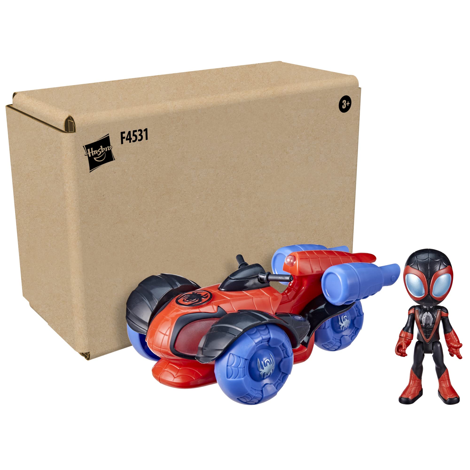 SPIDEY AND HIS AMAZING FRIENDS Marvel Glow Tech Techno-Racer Vehicle, Pre-school Toy with Lights and Sounds, Ages 3 and Up