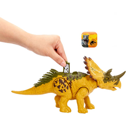 Mattel Jurassic World Dinosaur Toy Regaliceratops with Roar Sound &amp; Attack Action, Wild Roar Posable Figure, Physical &amp; Connected Digital Play, HLP19