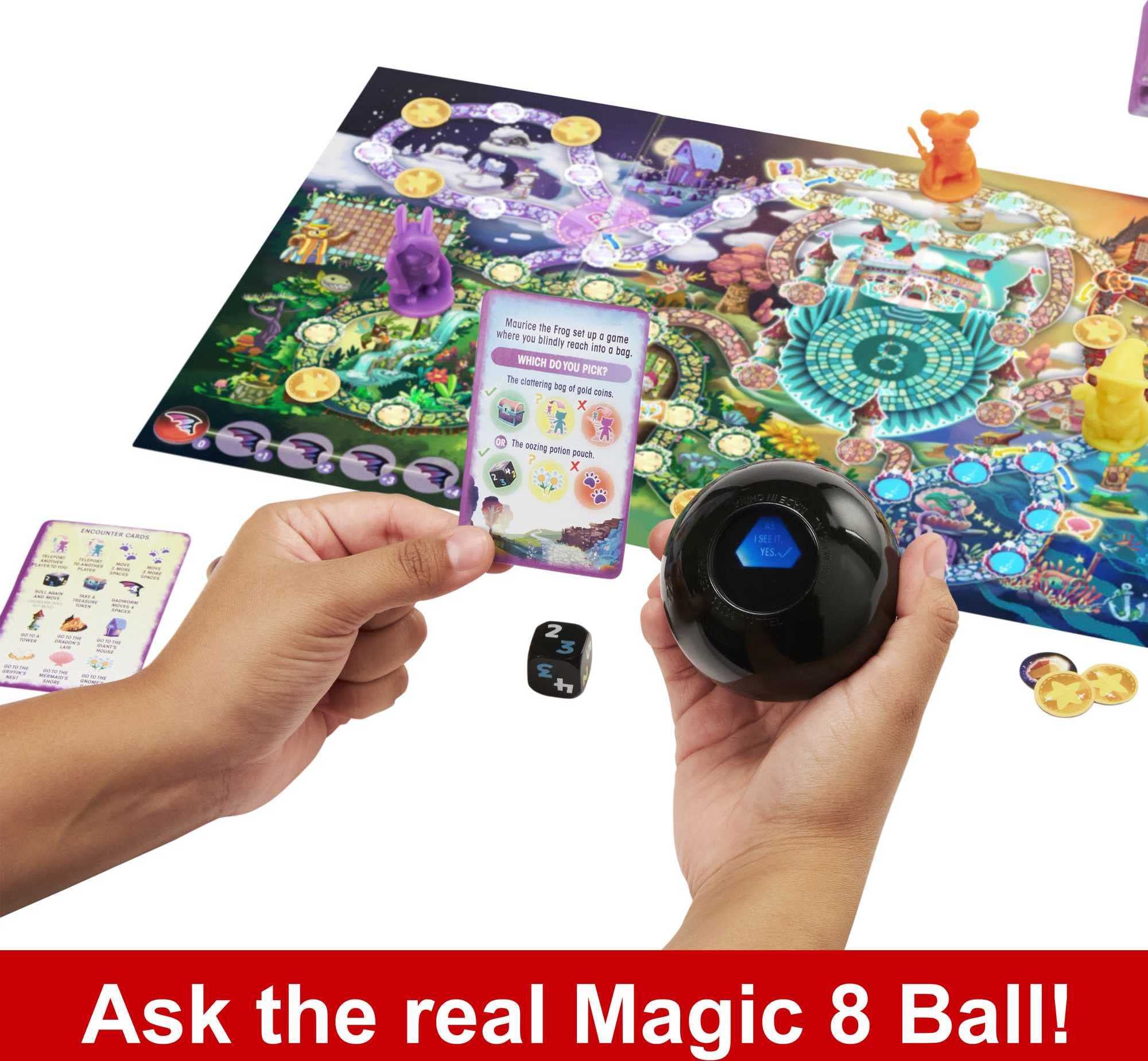 Mattel Games Magic 8 Ball Board Games, Magical Encounter Cooperative Board Game with Magic 8 Ball, Original for 2-4 Players, Family Game Night, HLX92