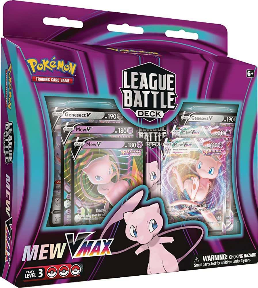 Pokémon TCG: Mew VMAX League Battle Deck (60 cards Ready to Play Deck, 4 Foil V Cards and 2 Foil VMAX Cards)