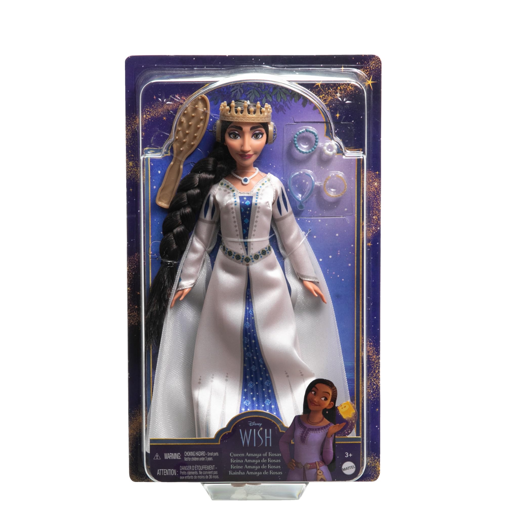 Mattel Disney Wish Queen Amaya of Rosas Fashion Doll, Posable Doll in Removable Outfit &amp; Shoes with Accessories, HRC11