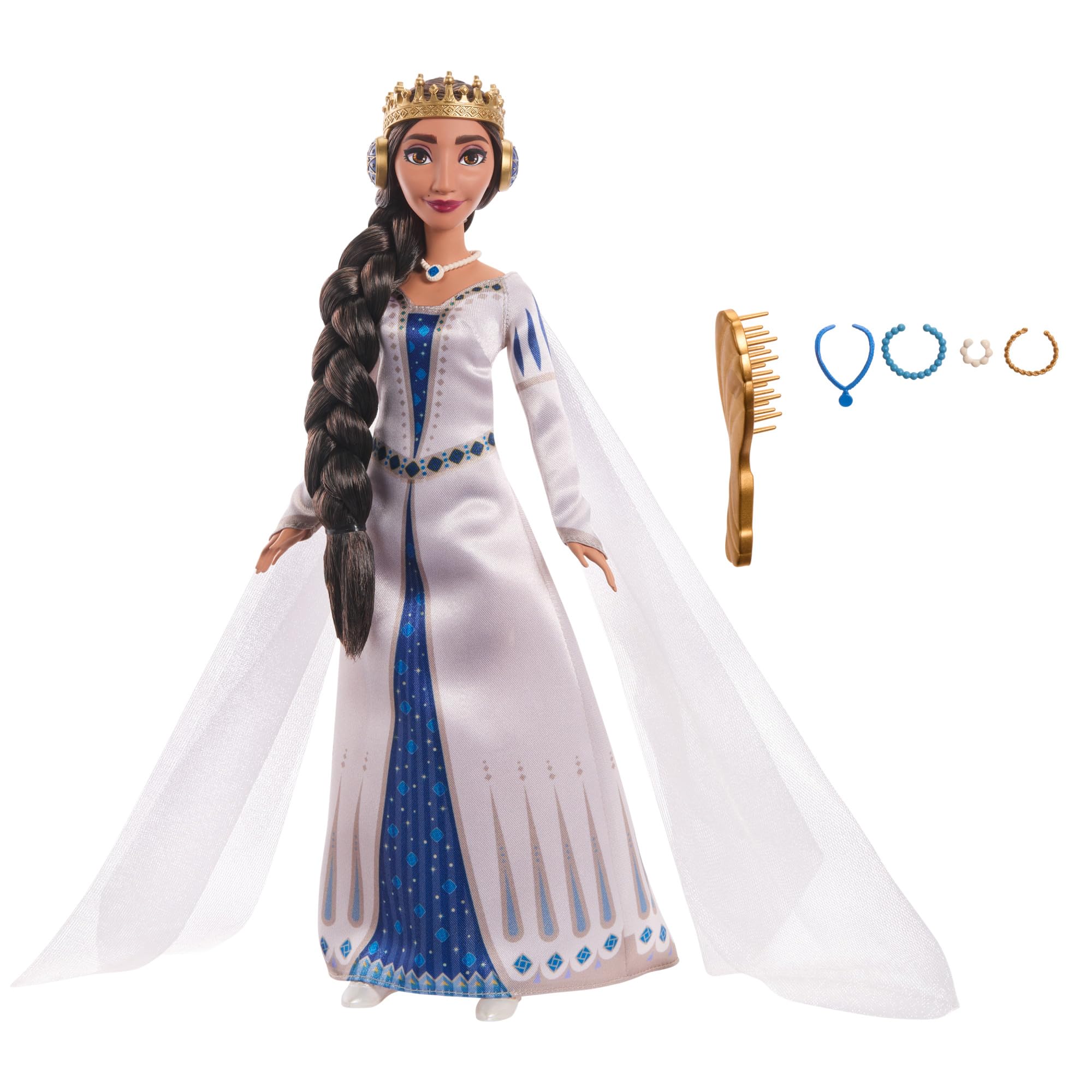 Mattel Disney Wish Queen Amaya of Rosas Fashion Doll, Posable Doll in Removable Outfit &amp; Shoes with Accessories, HRC11