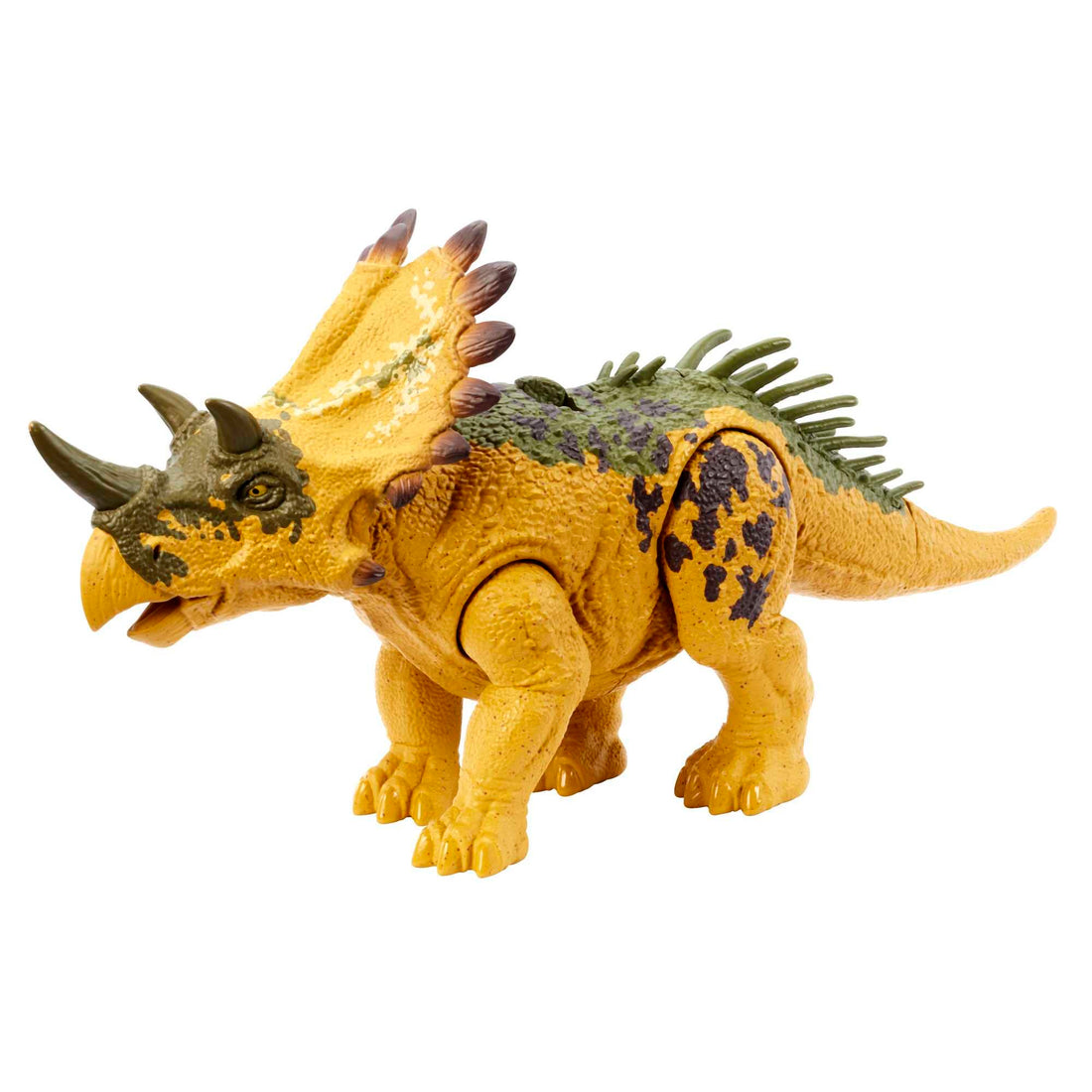 Mattel Jurassic World Dinosaur Toy Regaliceratops with Roar Sound &amp; Attack Action, Wild Roar Posable Figure, Physical &amp; Connected Digital Play, HLP19