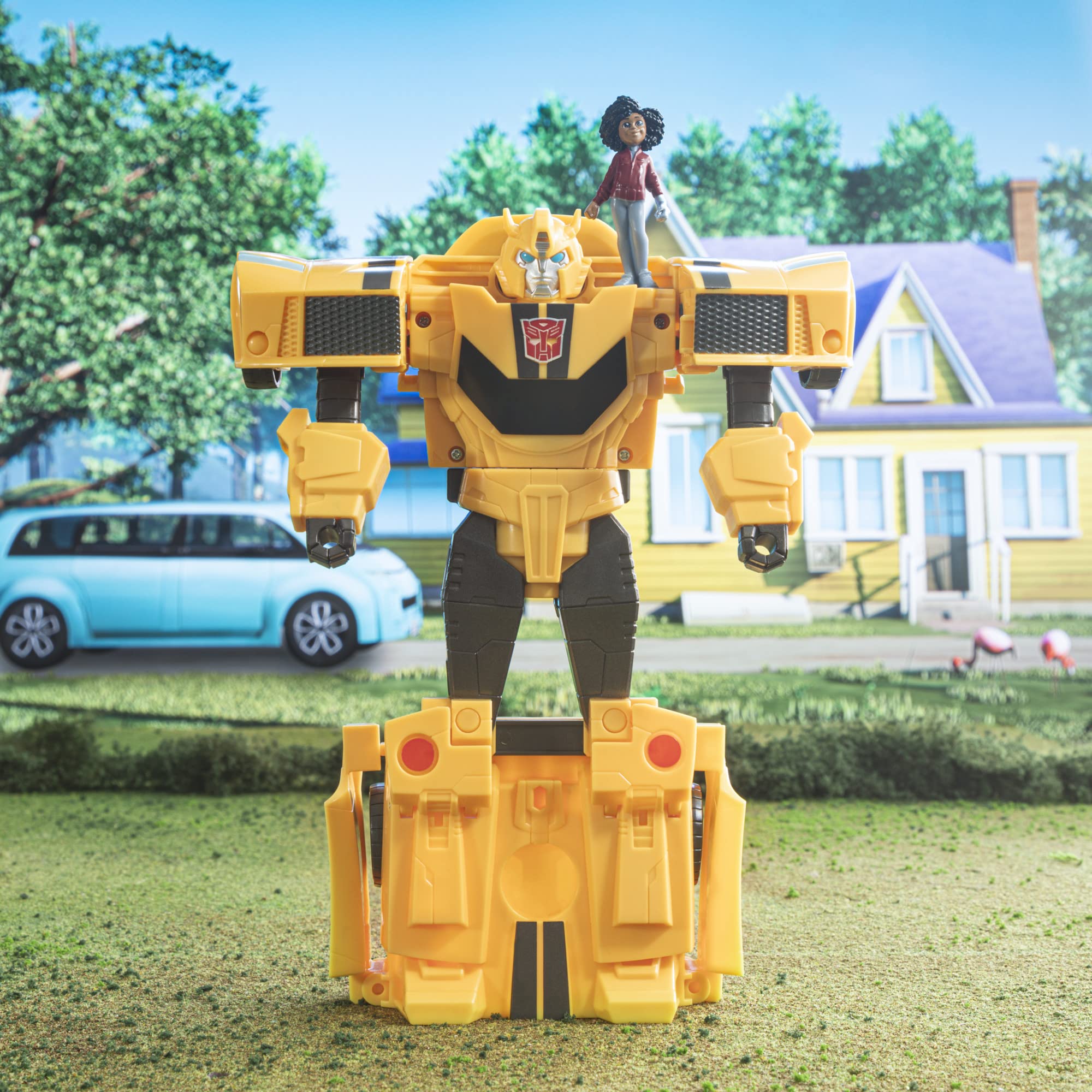 Transformers Spielzeug EarthSpark Spin Changer Bumblebee Action-Figur (20 cm) mit Mo Malto Figur (5 cm), ab 6 Jahren