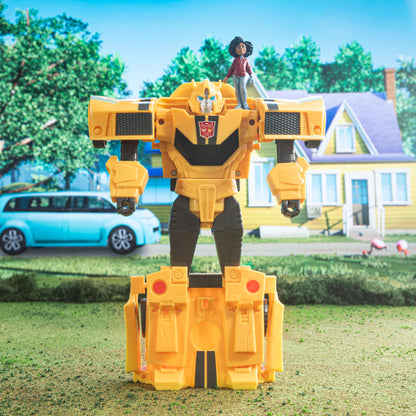 Transformers Spielzeug EarthSpark Spin Changer Bumblebee Action-Figur (20 cm) mit Mo Malto Figur (5 cm), ab 6 Jahren