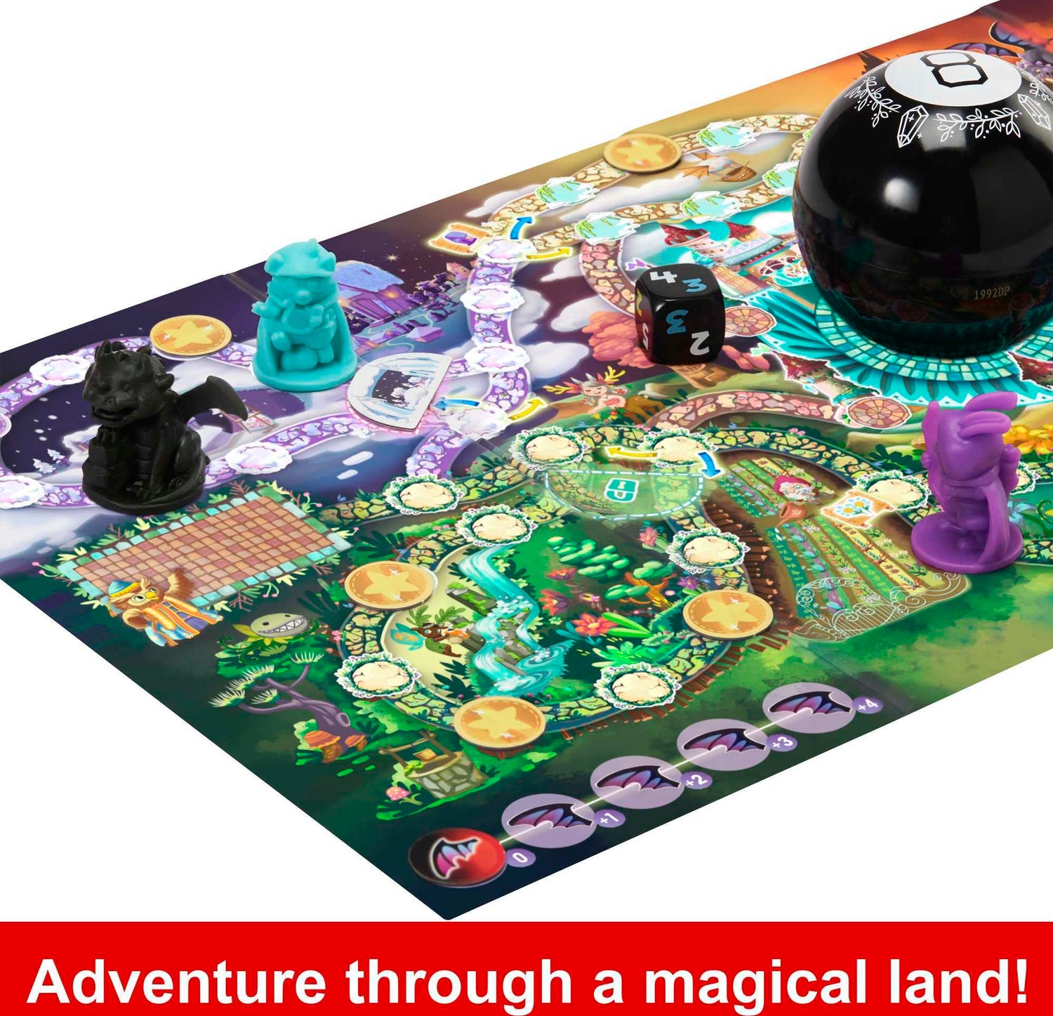 Mattel Games Magic 8 Ball Board Games, Magical Encounter Cooperative Board Game with Magic 8 Ball, Original for 2-4 Players, Family Game Night, HLX92