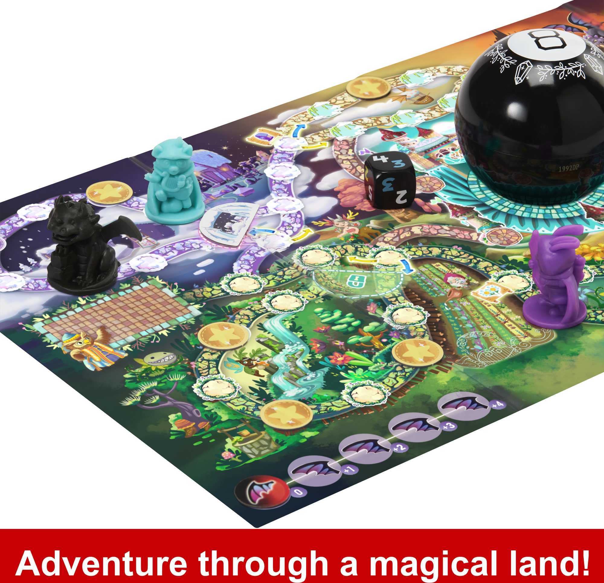 Mattel Games Magic 8 Ball Board Games, Magical Encounter Cooperative Board Game with Magic 8 Ball, Original for 2-4 Players, Family Game Night, HLX92