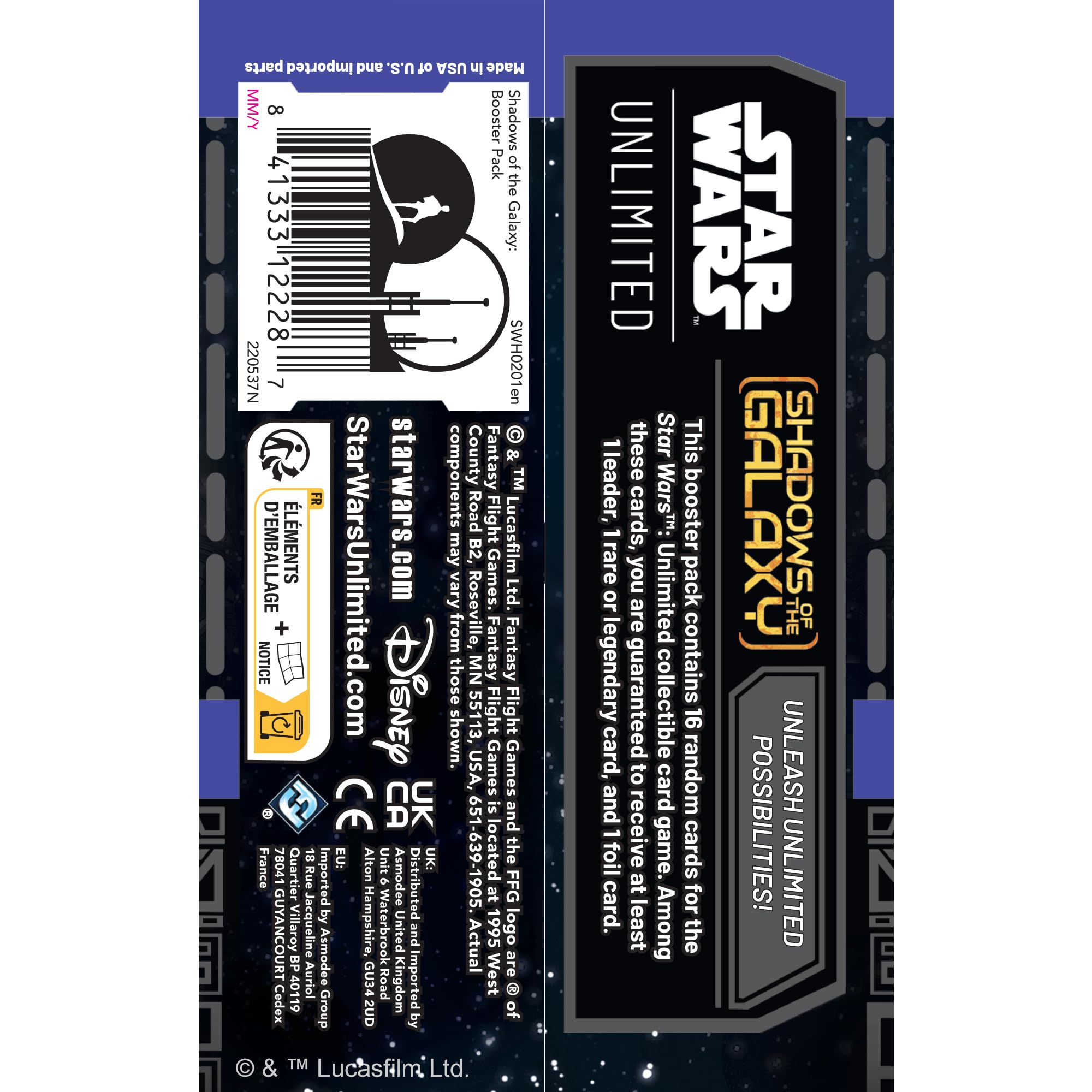 Fantasy Flight Games Star Wars: Unlimited TCG Shadows of the Galaxy Booster Display (Set of 24 Booster Packs) - Trading Card Game for Kids and Adults, Ages 12+, 2+ Players, 20 Min Playtime