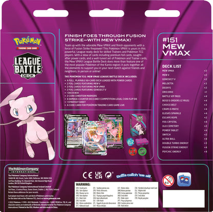 Pokémon TCG: Mew VMAX League Battle Deck (60 cards Ready to Play Deck, 4 Foil V Cards and 2 Foil VMAX Cards)