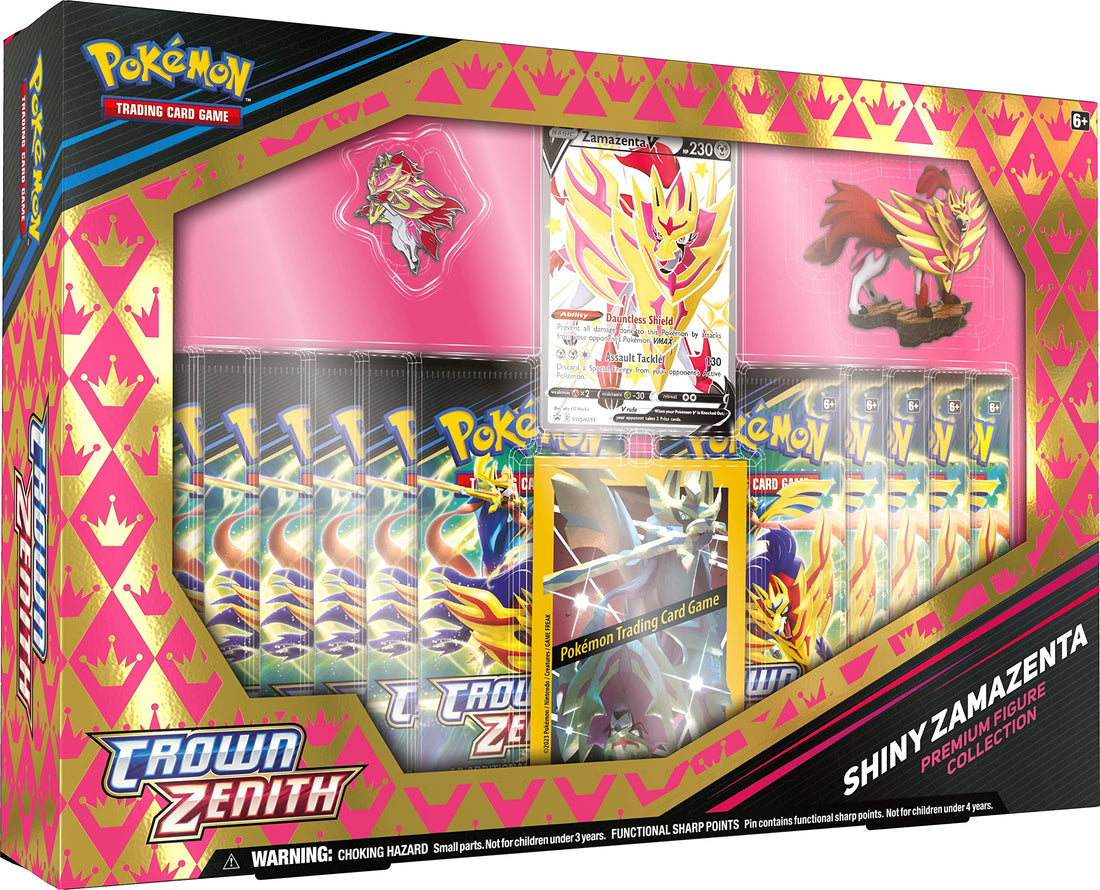 Pokémon TCG: Crown Zenith Premium Figure Collection – Shiny Zamazenta (1 Foil Promo Card, 1 Sculpted Figure &amp; 11 Booster Packs)